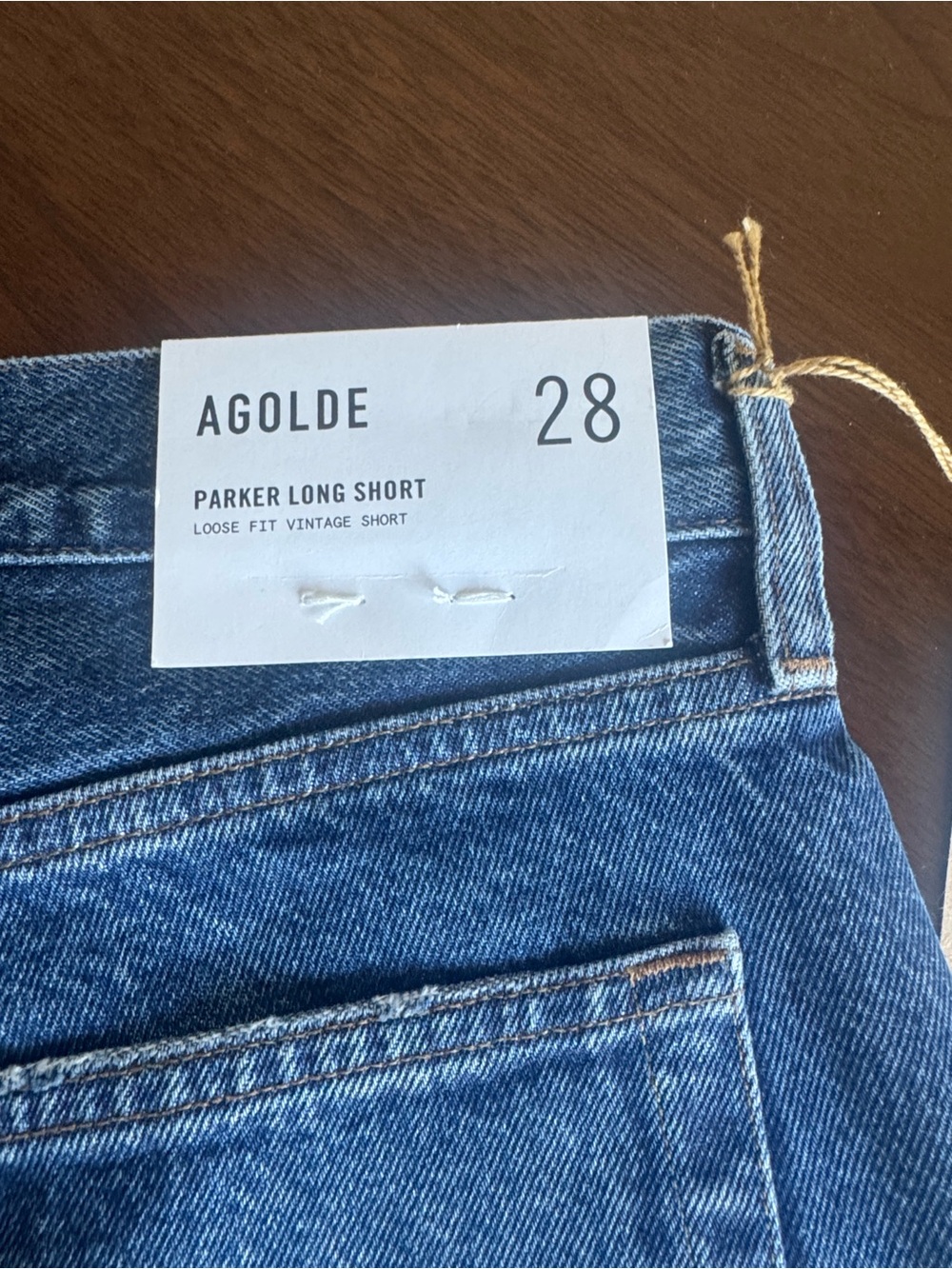 Agolde Parker Long Short Denim in Medium Blue Wash - Picture 5 of 5